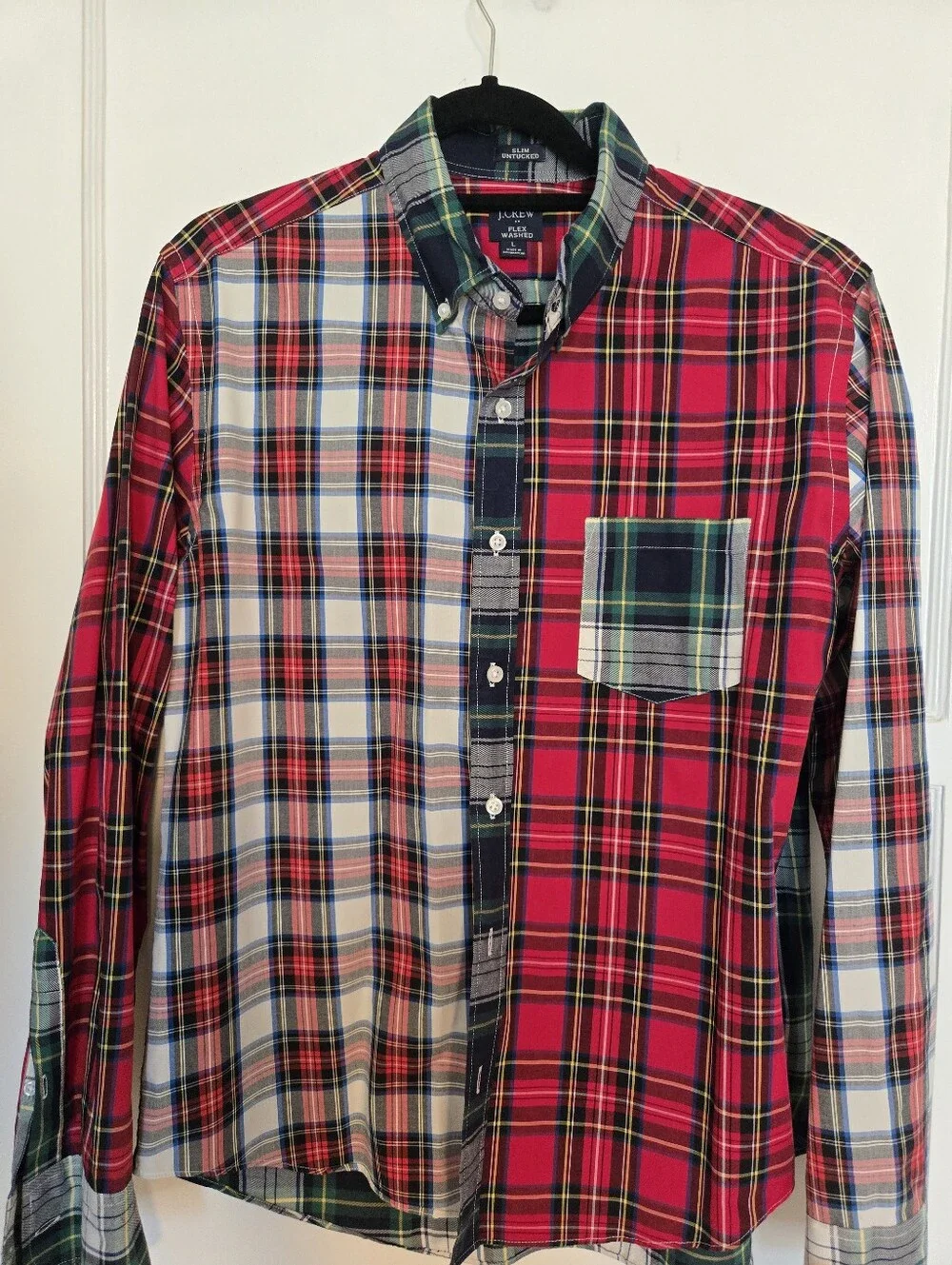 J Crew Button-Down Plaid Men’s Shirt - Red Multi Size Large